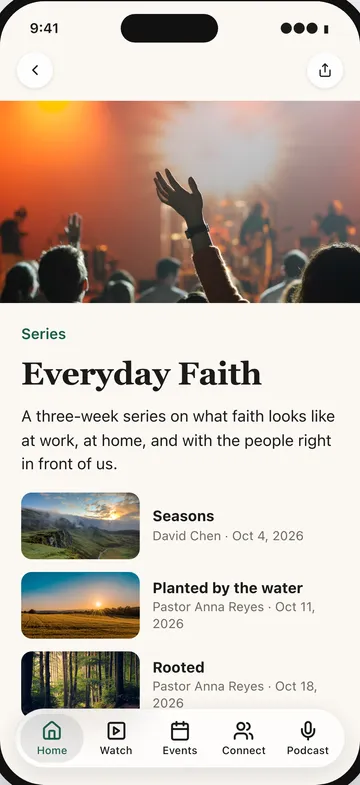 A sermon series page in the Grace Community Church app